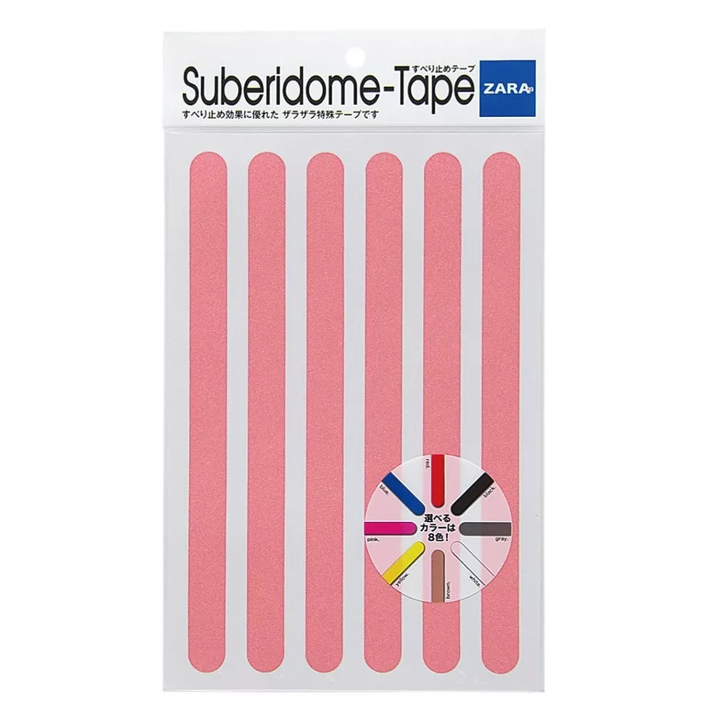 Banda adeziva antiderapare, din granule abrazive, tip fasii, 6 buc, 28cm - Roz