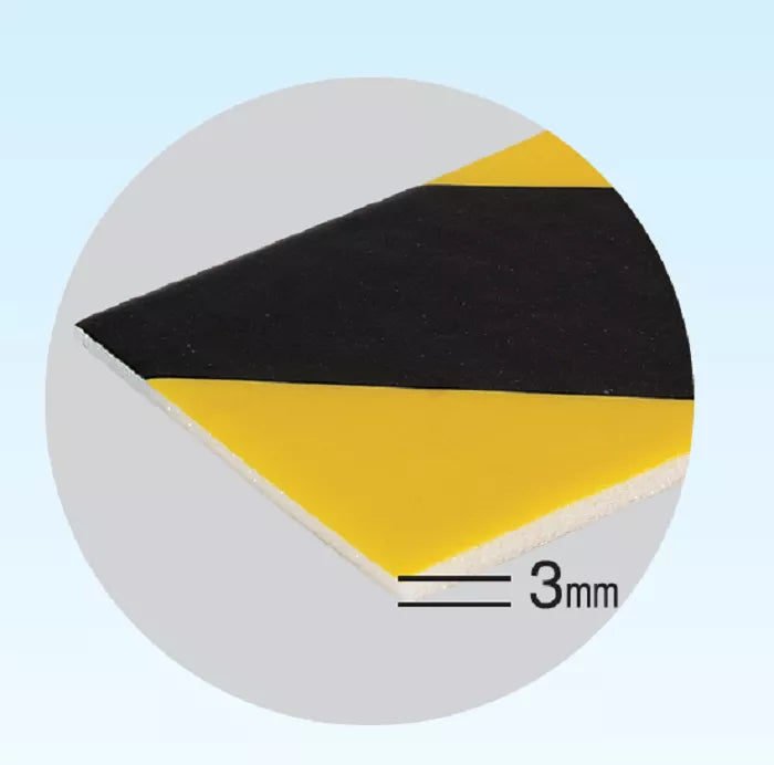 Banda adeziva buretata, din spuma, pentru avertizare, 3m, negru/galben