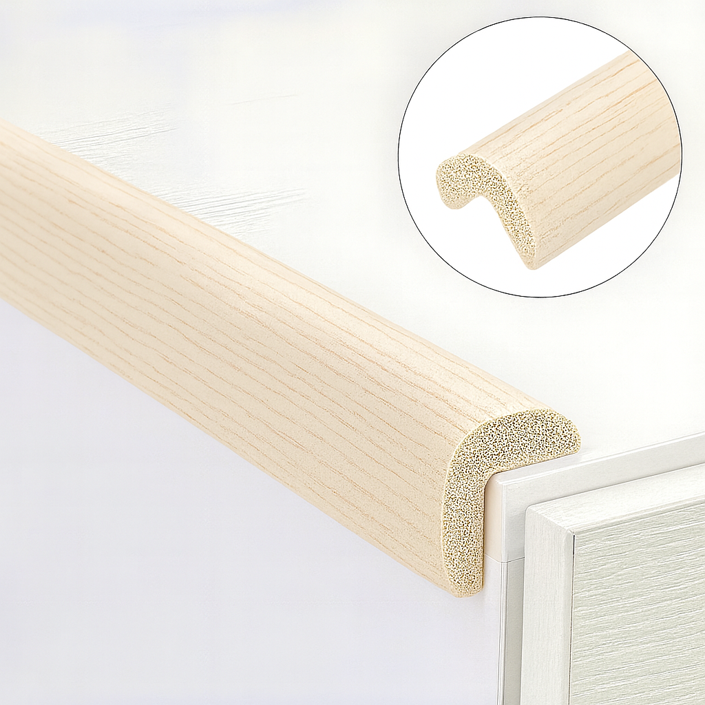 Banda protectie colturi, din spuma, culoarea lemnului alb, 90cm - 24(l)x900(L)x 16(h)interior x22(h) x6(grosime)