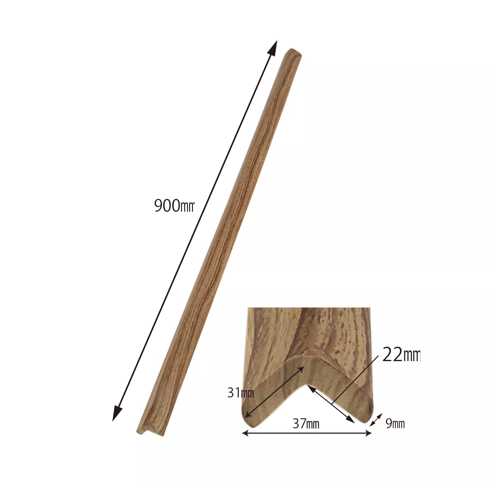 Banda protectie muchii, din spuma, 90cm, culoarea lemnului - Lemn Inchis, 37(l)x900(L)x31(h)x9(t)