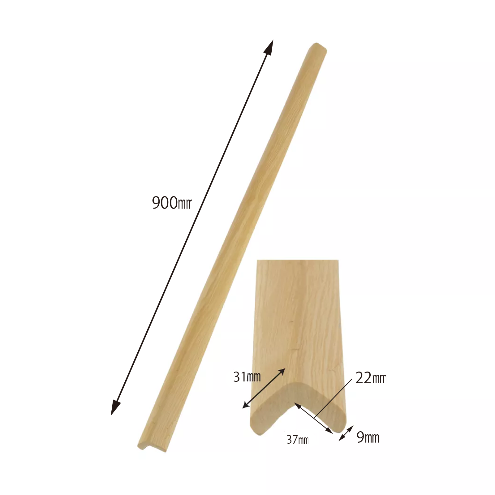 Banda protectie muchii, din spuma, 90cm, culoarea lemnului - Lemn deschis, 37(l)x900(L)x31(h)x9(t)