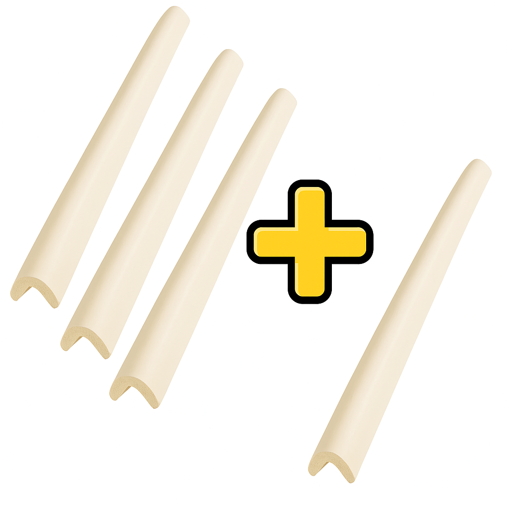 Banda protectie muchii, din spuma de cauciuc, 5.5x90cm, uz industrial, 3+1 Gratuit - Crem