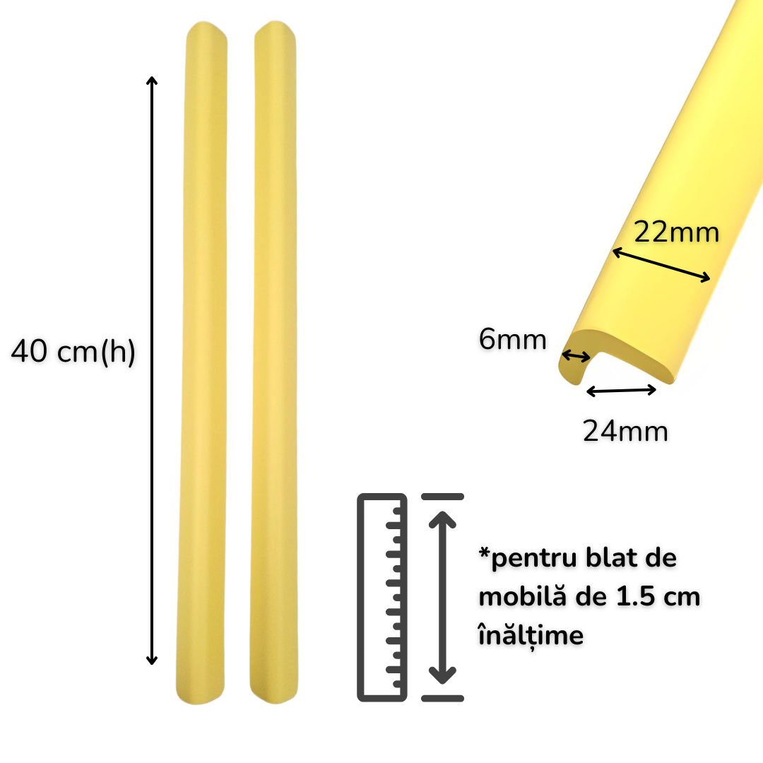 Banda Protectie Muchii Si Margini Set 2 buc 40cm Spuma Galben Pastel | Carboysafety