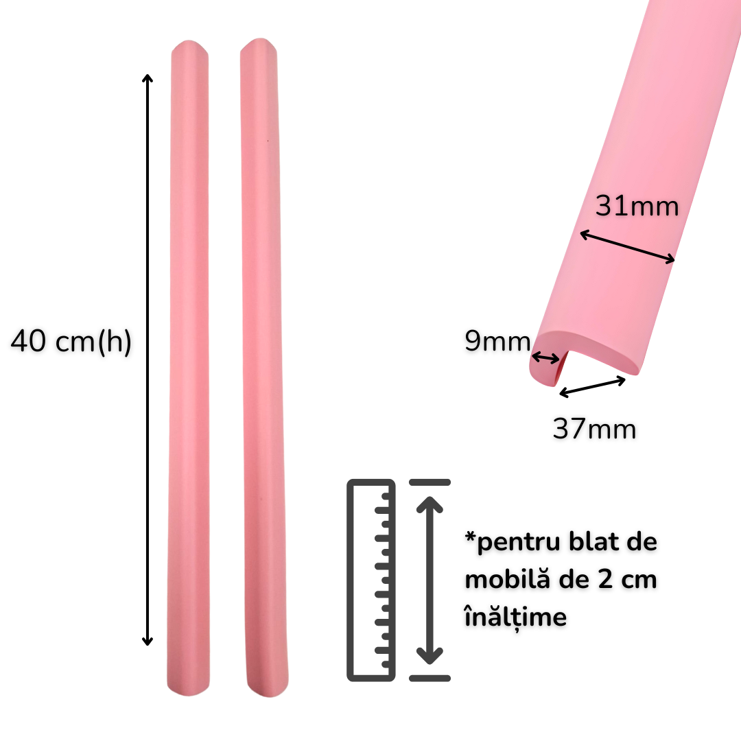 Banda Protectie Muchii Si Margini Set 2 buc 40cm Spuma Roz Pastel | Carboysafety