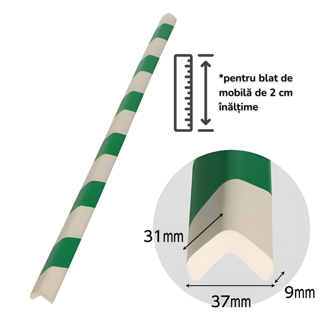 Banda Protectie Muchii Spuma 90 cm Alb-Verde | Carboysafety