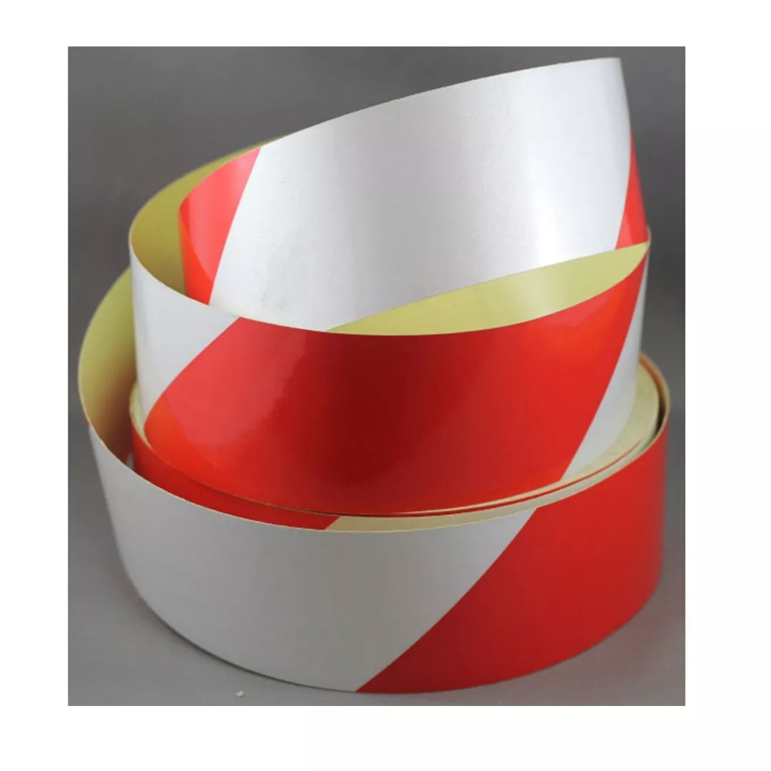 Banda reflectorizanta autoadeziva, din adeziv poliacrilic, alb/rosu, 5X35cm, 2 buc