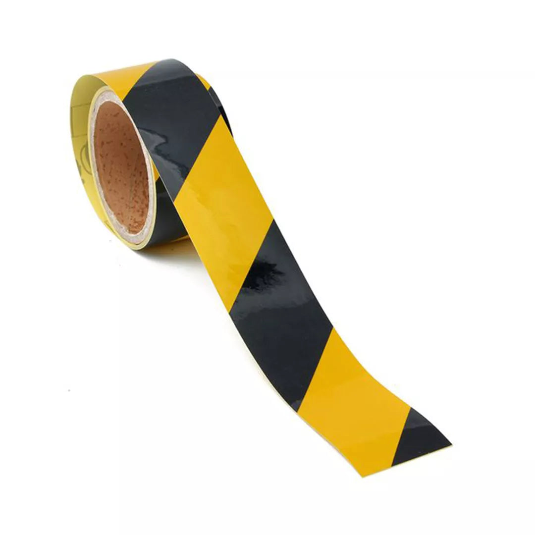 Banda reflectorizantă de marcare, adeziv poliacrilic, autoadeziva, 10m, negru/galben