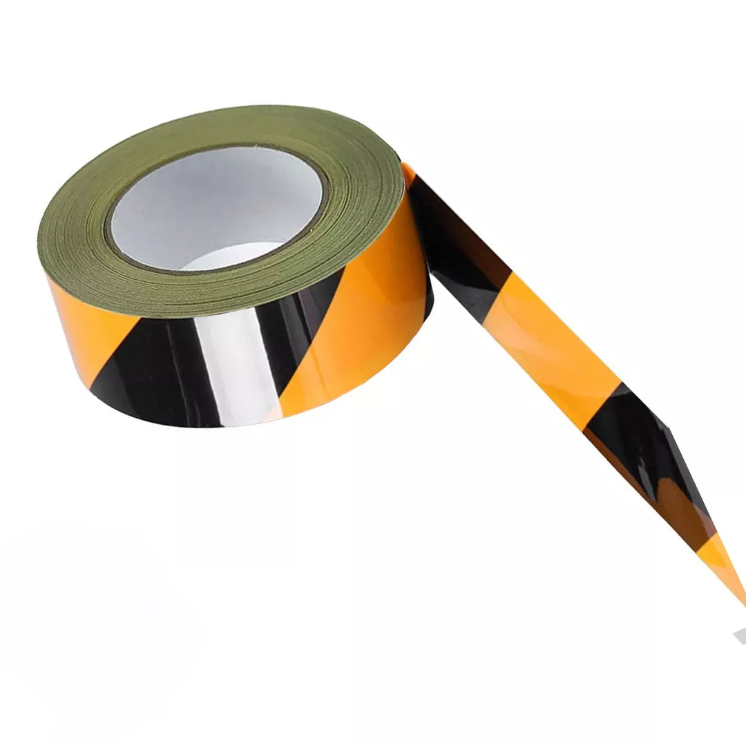 Banda reflectorizantă de marcare, adeziv poliacrilic, autoadeziva, 10m, negru/galben - Default Title