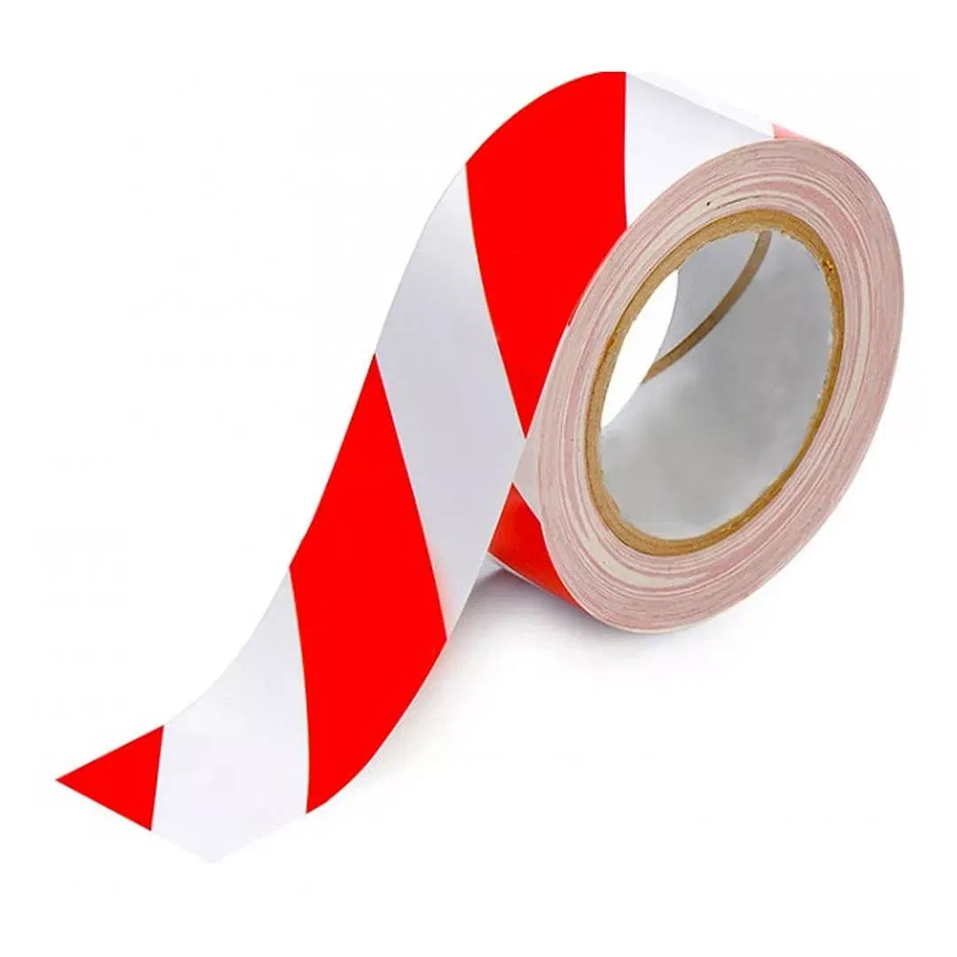 Banda reflectorizantă de marcare, din adeziv poliacrilic, autoadeziva, 10m, alb/rosu - Default Title