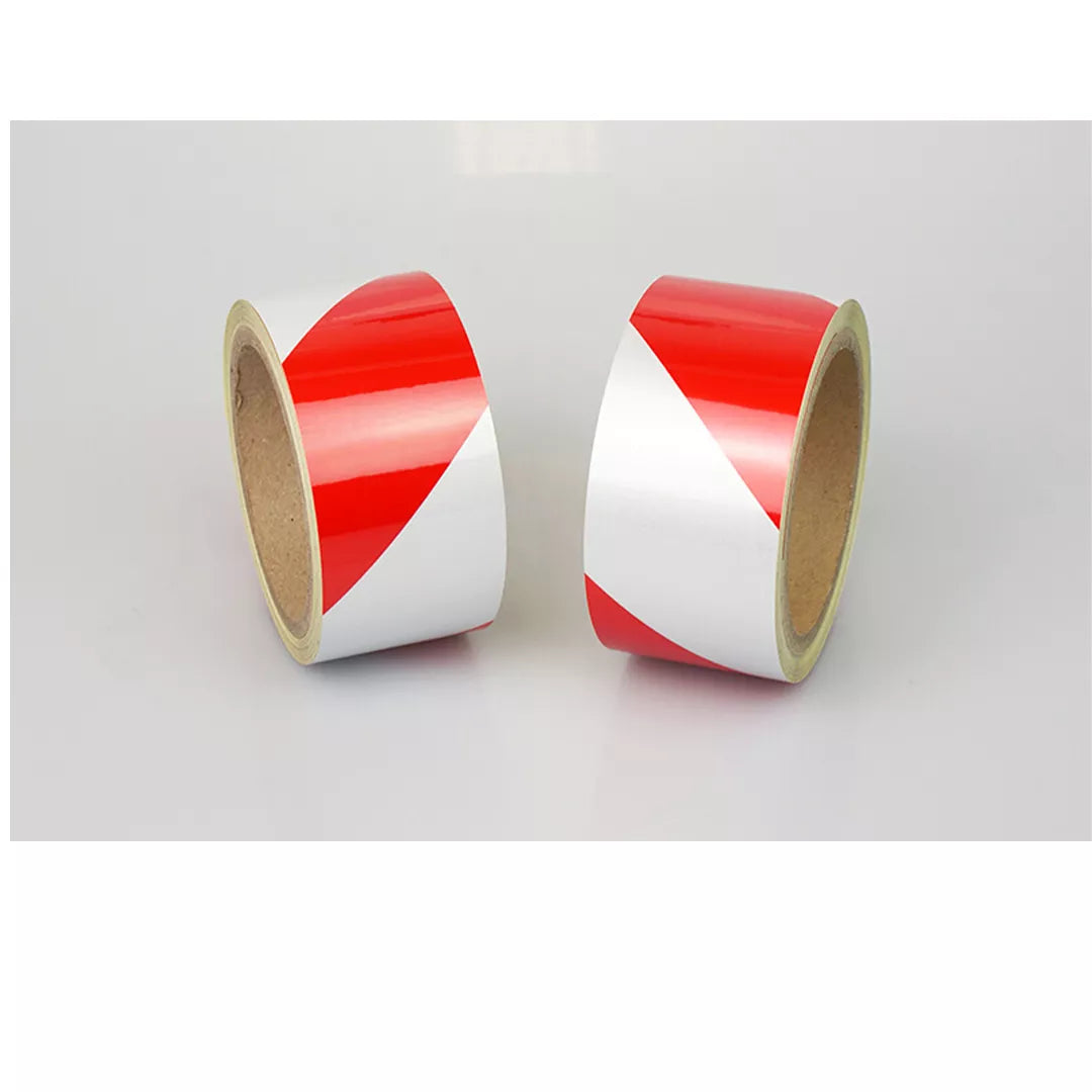 Banda reflectorizantă de marcare, din adeziv poliacrilic, autoadeziva, 10m, alb/rosu