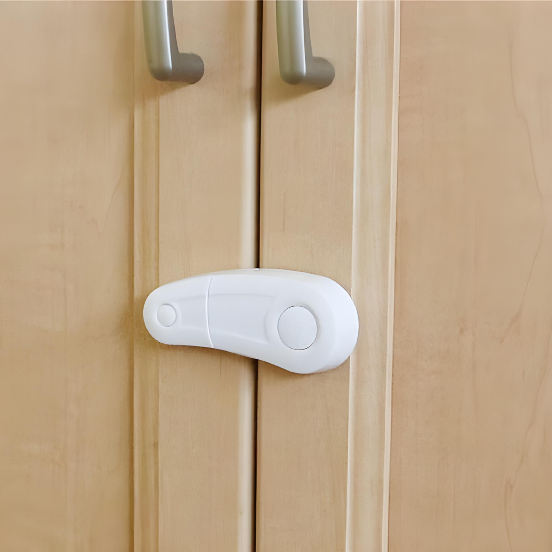 Blocator dulap, cu buton glisant, alb, set 2 buc