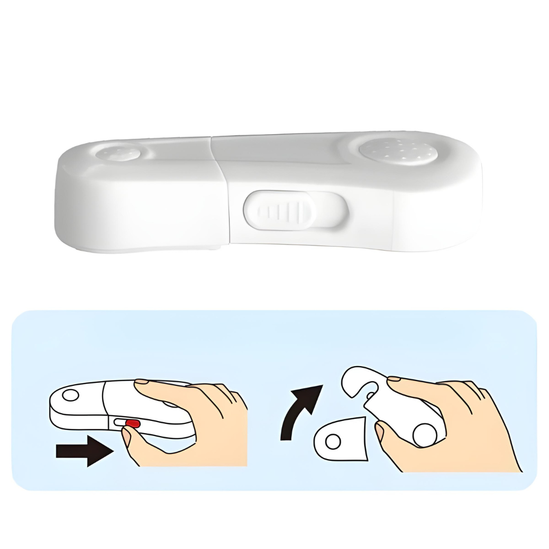 Blocator dulap, cu buton glisant, alb, set 2 buc