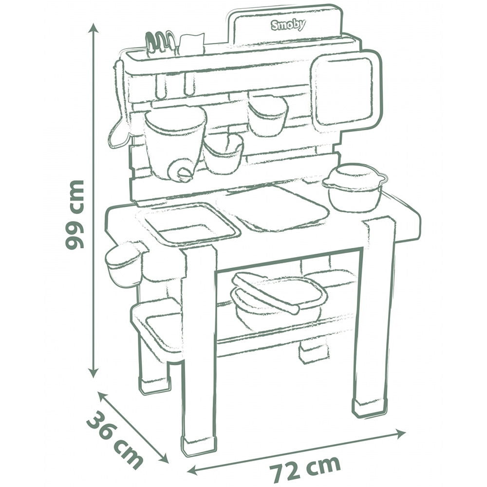 Bucatarie Smoby Mud Kitchen cu 15 accesorii