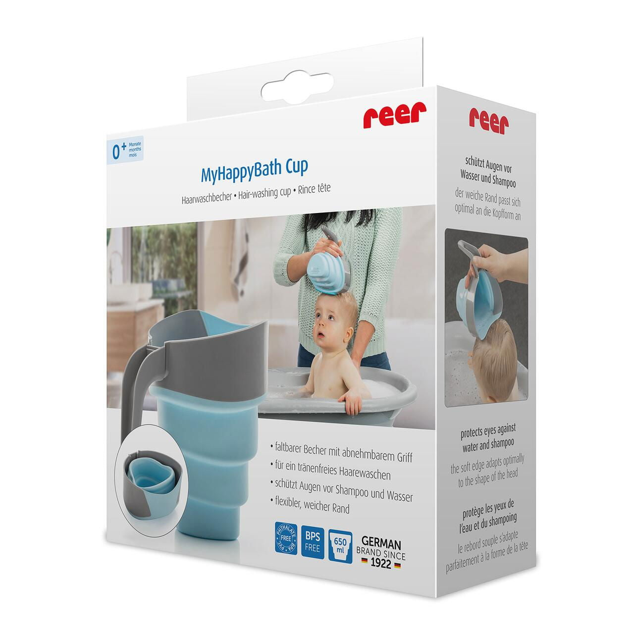 Cana pliabila pentru clatit si spalat parul bebelusului MyHappyBath Cup, fara BPA, 0+ luni, Reer 76082 - Default Title