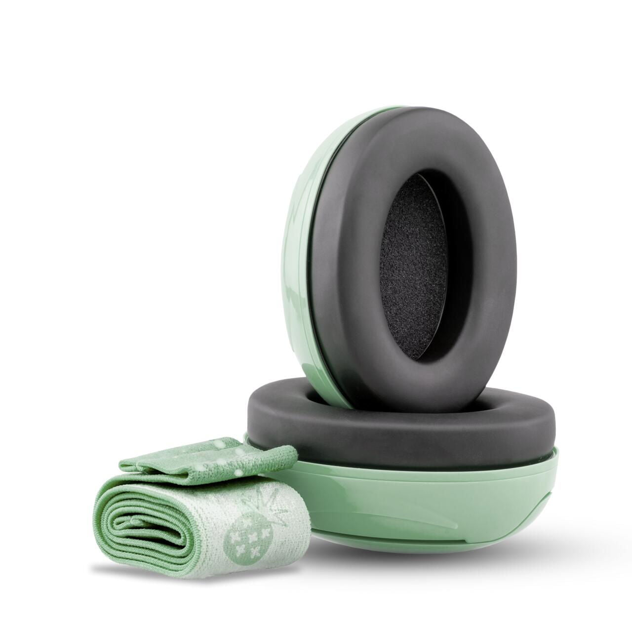 Casti antifonice pentru bebelusi, de la 0+ luni, 2 bentite reglabile, SNR 25, verde, MINI