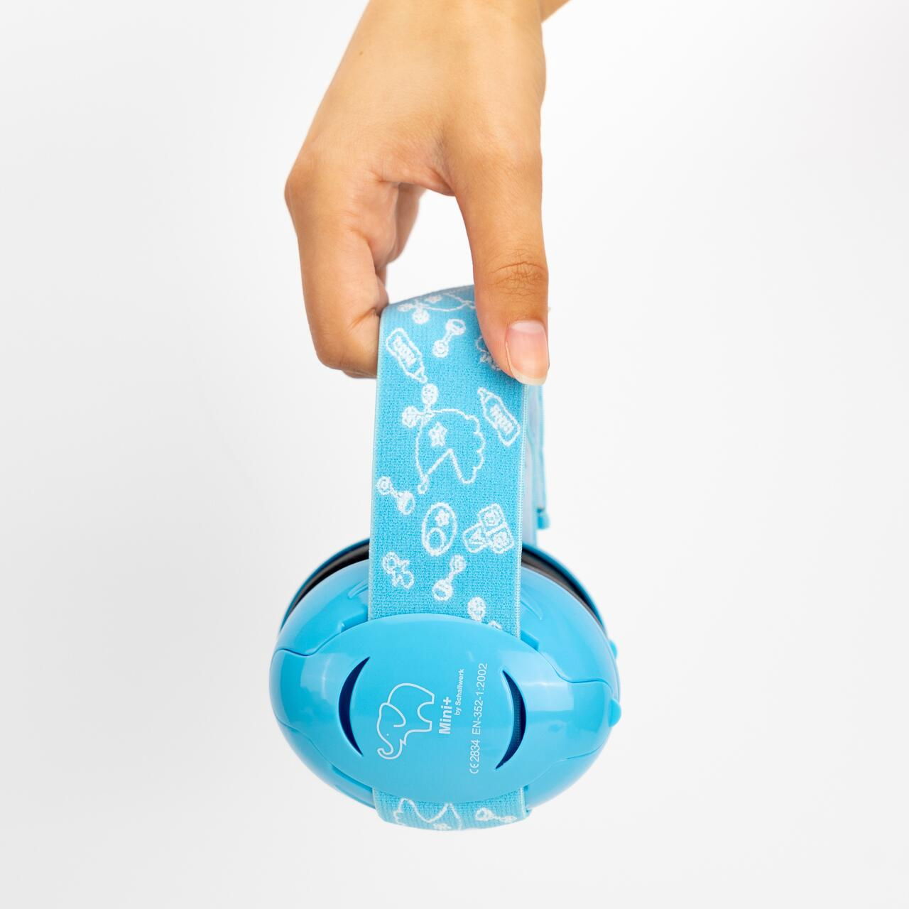 Casti antifonice pentru bebelusi, ofera protectie auditiva de la 0+ luni, 2 bentite reglabile, SNR 25, albastru, SCHALLWERK MINI
