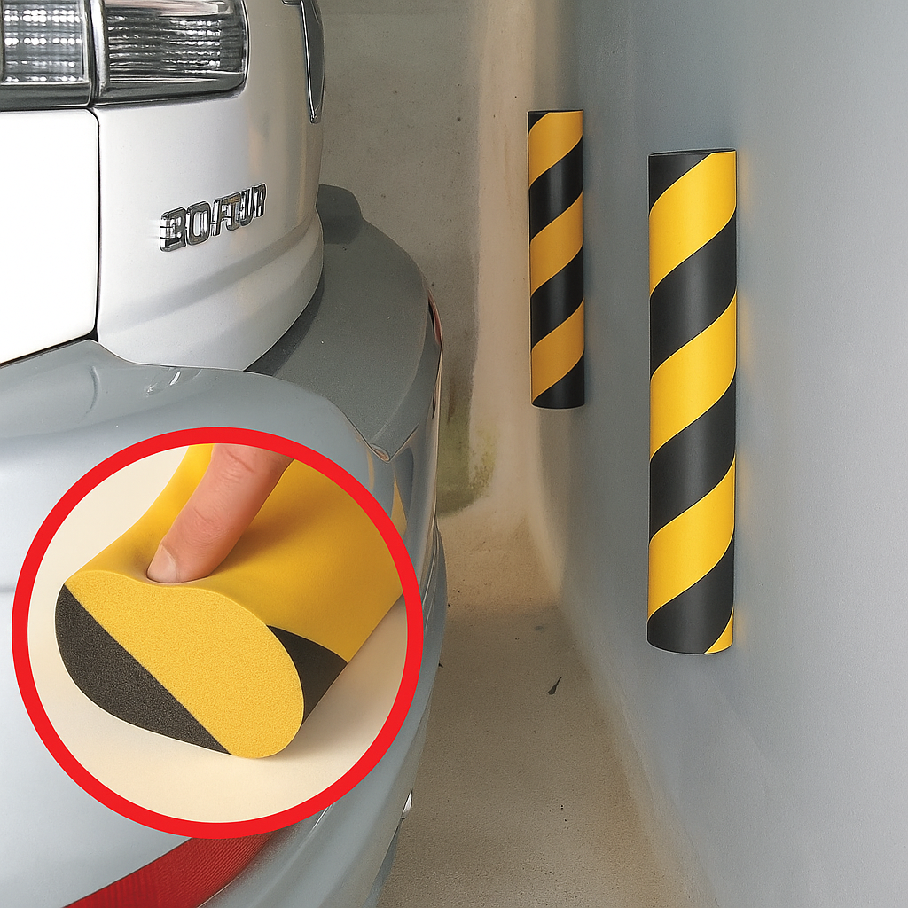 Coltar protectie perete, cilindric, din spuma, negru/galben, 66x400x60mm - Default Title