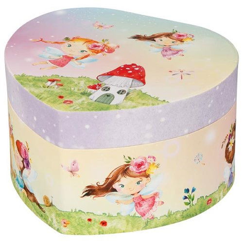 Cutie muzicala inimioara, cu zână, 14.5 x 13.5 x 8.5 cm, de lemn, Goki