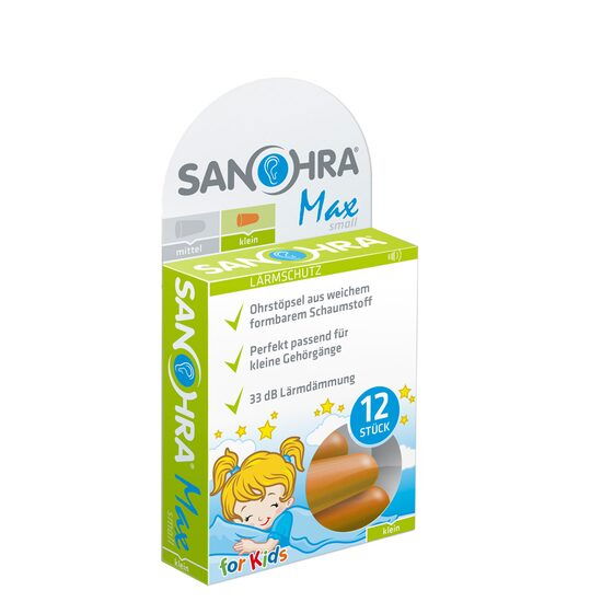 Dopuri de urechi pentru copii, pentru protectia auzului impotriva zgomotului, 3 ani+, SNR 33dB, 12 bucati, spuma, portocaliu, SANOHRA Max Kids - Default Title