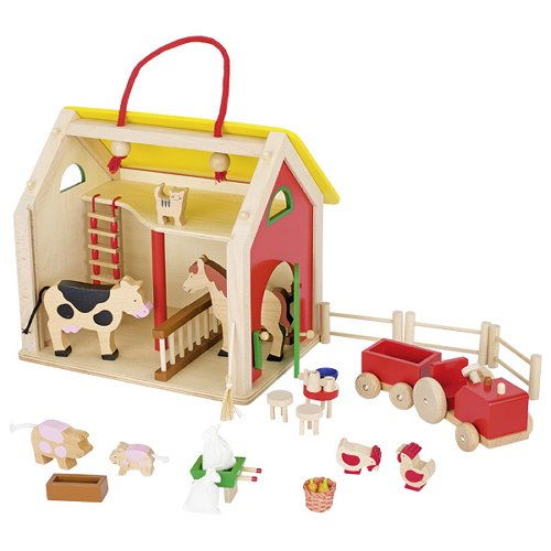 Ferma animalelor, cu 31 accesorii, de lemn, tip cabana, 3 ani+, Goki - Default Title