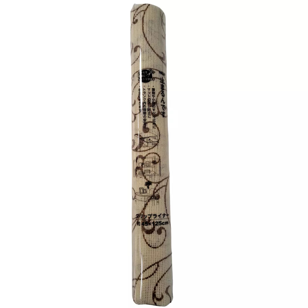 Folie antialunecare si protectie sertare, din EVA, alba cu model floral, 1.25m