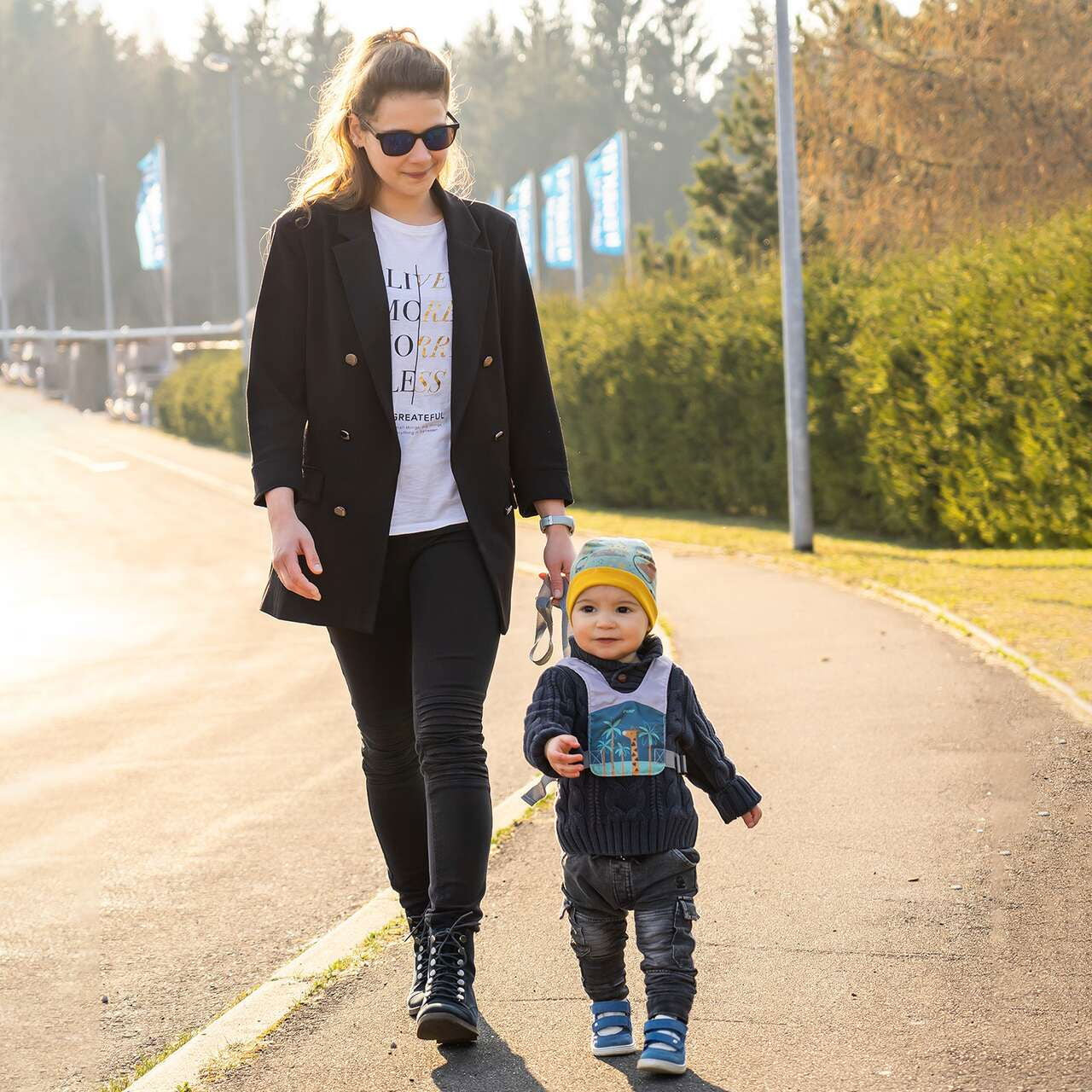 Ham de siguranta si mers pentru bebelusi, reglabil, cu frau de ghidare detasabil, Reer Travelkid Go 53132