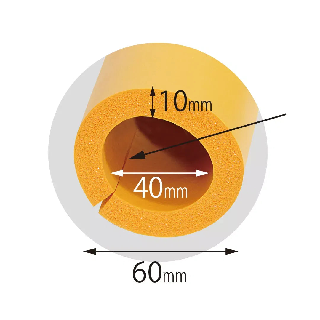 Izolare termica tevi, din spuma de cauciuc, galbena - Ø40x60mm(l)x890mm(L)x10mm(grosime)