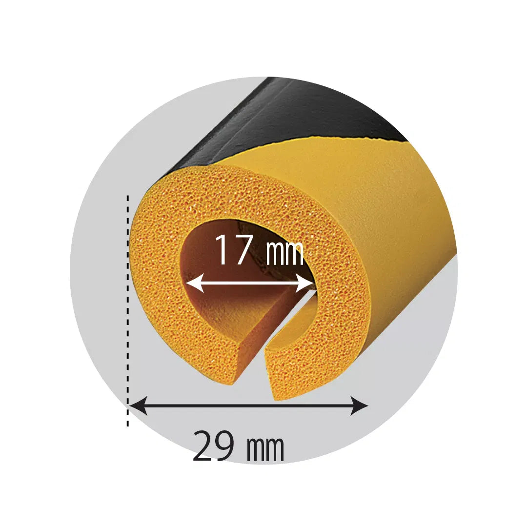 Izolatie teava, din spuma, pentru semnalizare, negru-galben, 90cm