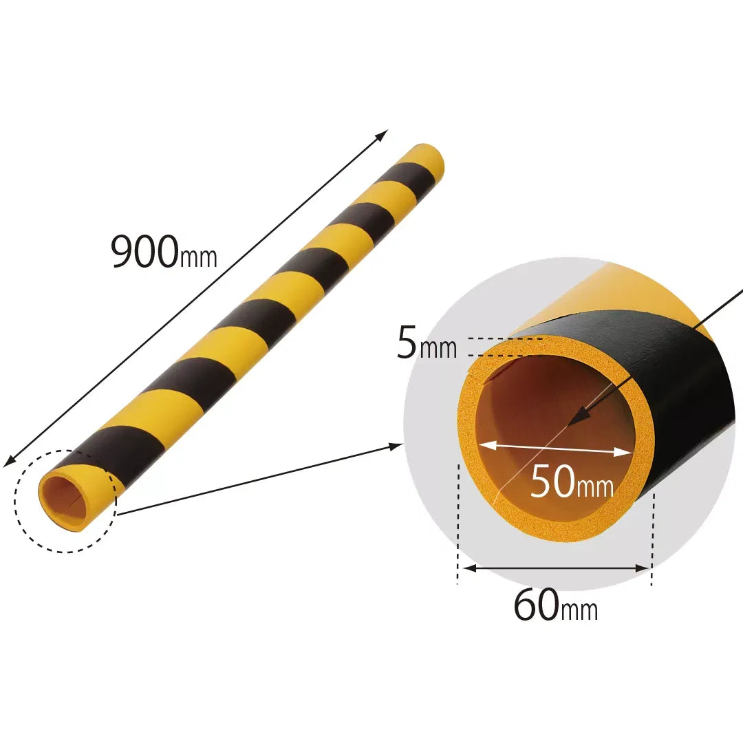 Izolatie teava, din spuma, pentru semnalizare, negru-galben, 90cm