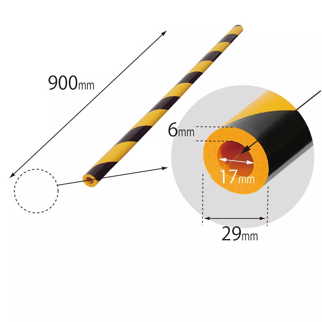 Izolatie teava, din spuma, pentru semnalizare, negru-galben, 90cm