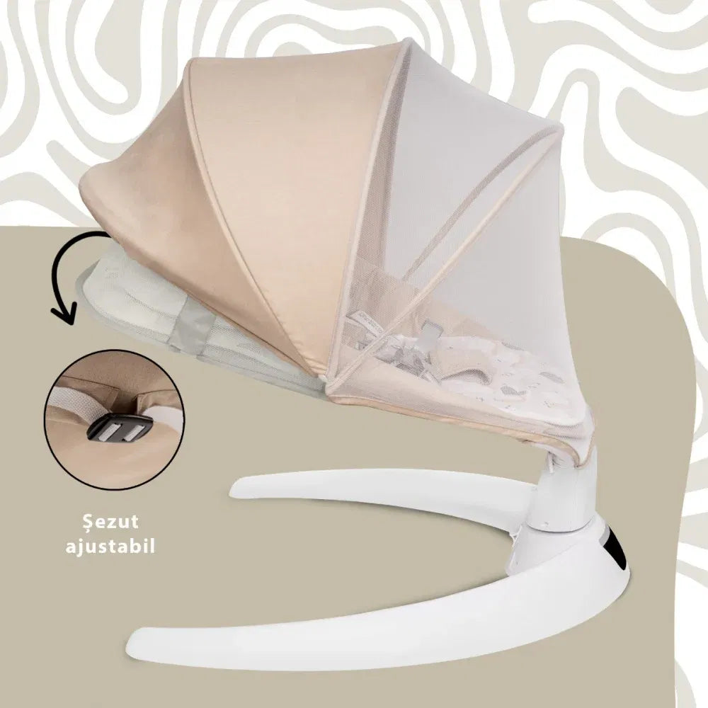 Leagan electric pentru bebelusi, cu spatar reglabil si senzor de miscare, AppeKids Evoque - Bej