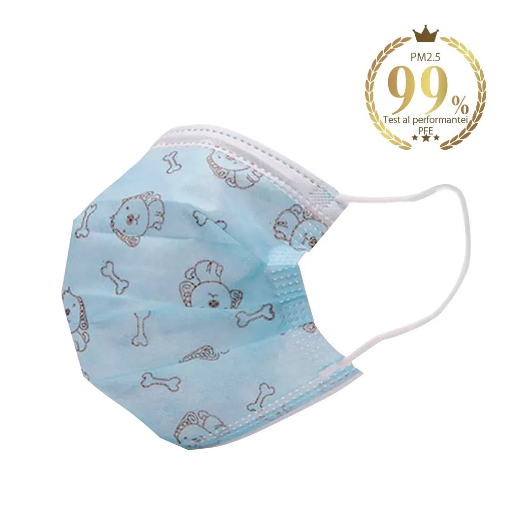 Masti de protectie pentru copii, de unica folosinta, 3 straturi, fixare pe nas, model catel, set 25 buc - Default Title