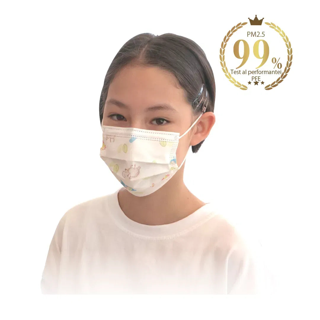 Masti de protectie pentru copii, de unica folosinta, 3 straturi, model animale, set 25 buc, FM-61 - Default Title