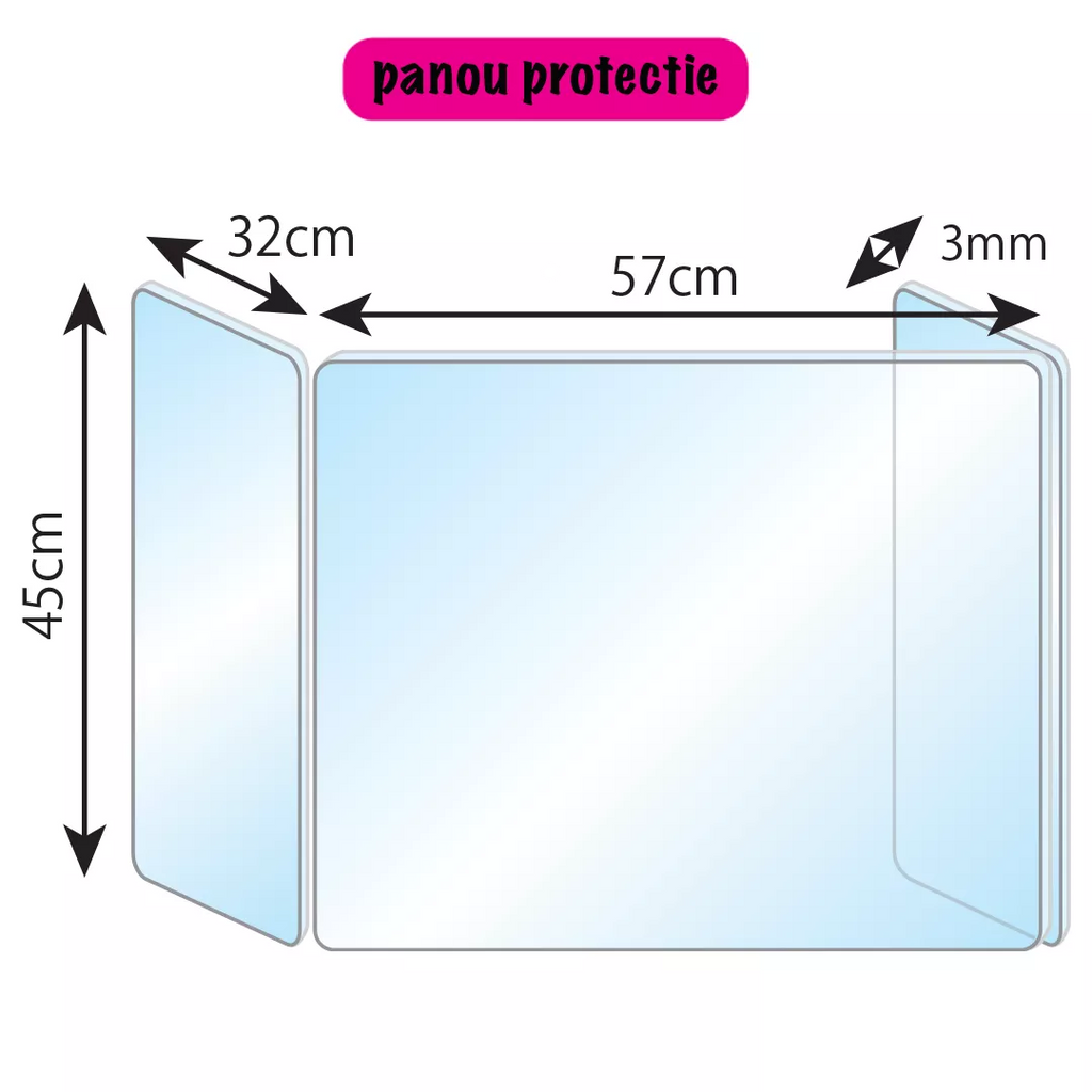 Panou acrilic de protectie in forma de U, 45x57x32x3