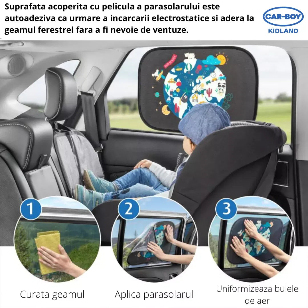 Parasolar auto copii, lipire fara ventuze, set 2 buc, Reer