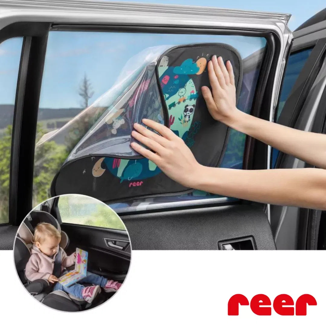 Parasolar auto copii, lipire fara ventuze, set 2 buc, Reer
