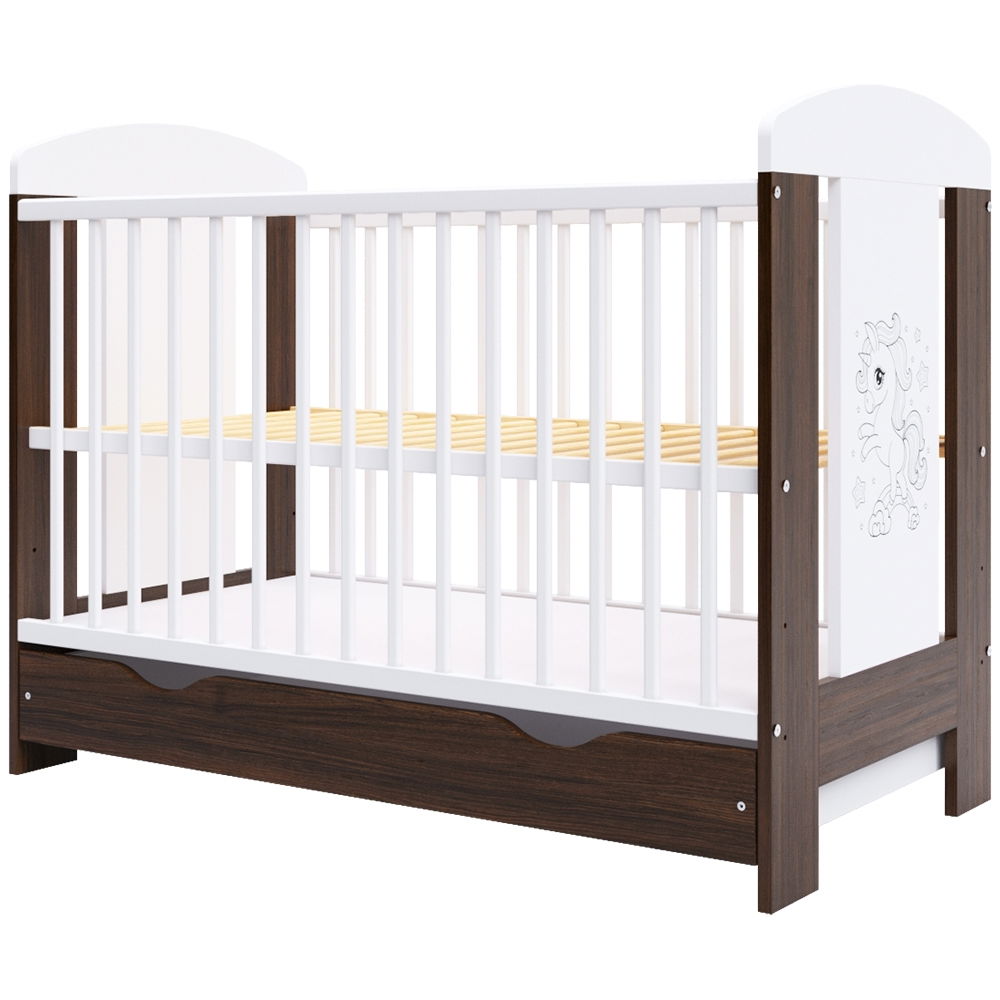 Patut copii din lemn Hubners Calisto Unicorn 120x60 cm maro cu sertar - Default Title