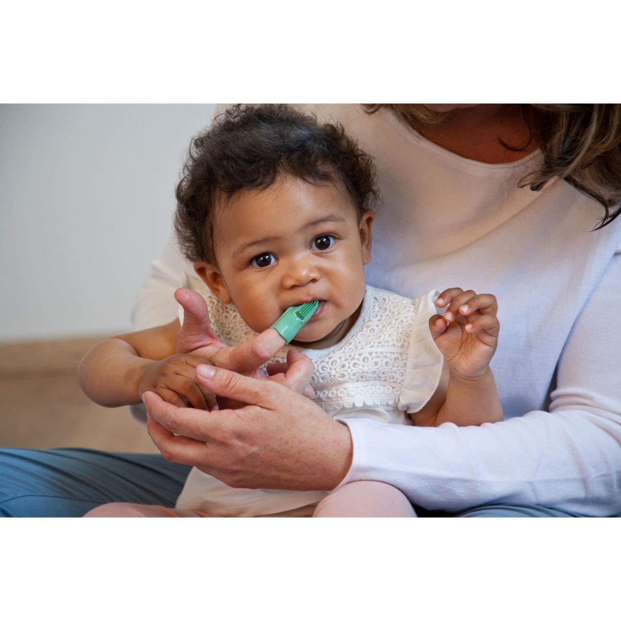 Periuta de dinti pentru bebelusi, din cauciuc natural, pentru folosire pe deget, Gruenspecht 687-00