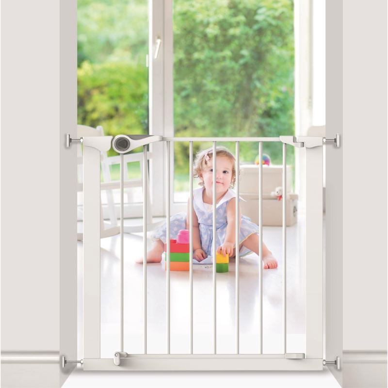 Poarta de siguranta Noma Easy Fit, presiune, 75-82 cm, metal alb