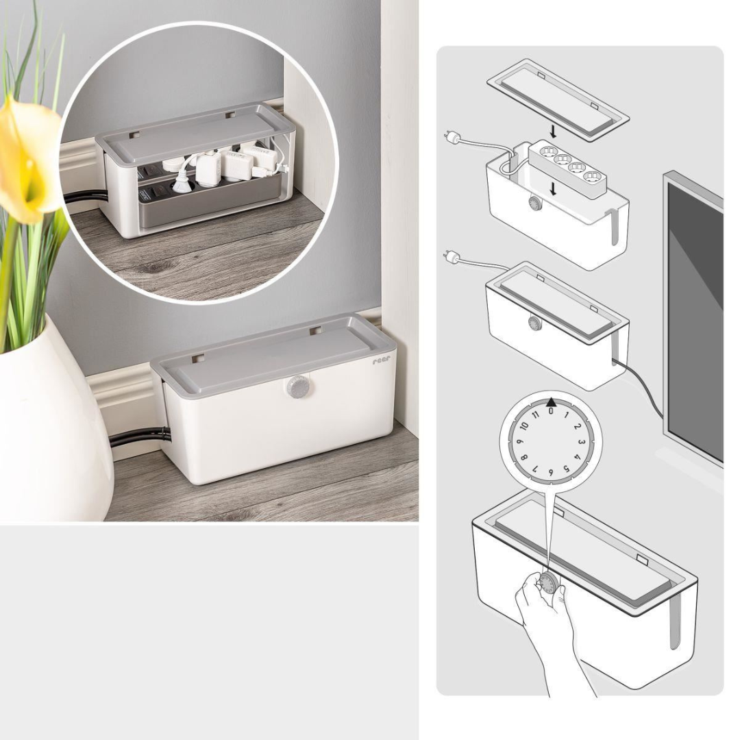 Protectie cabluri, stechere si prelungitoare, tip cutie, Reer