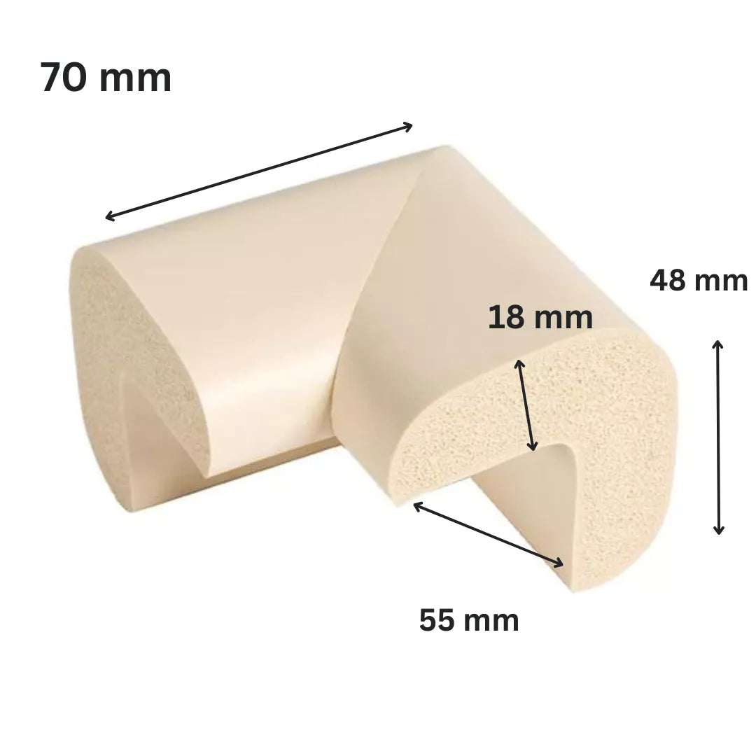 Protectie Colturi Mobila Copii, Crem - 55(l)x70(L)x48(h)x18(t)