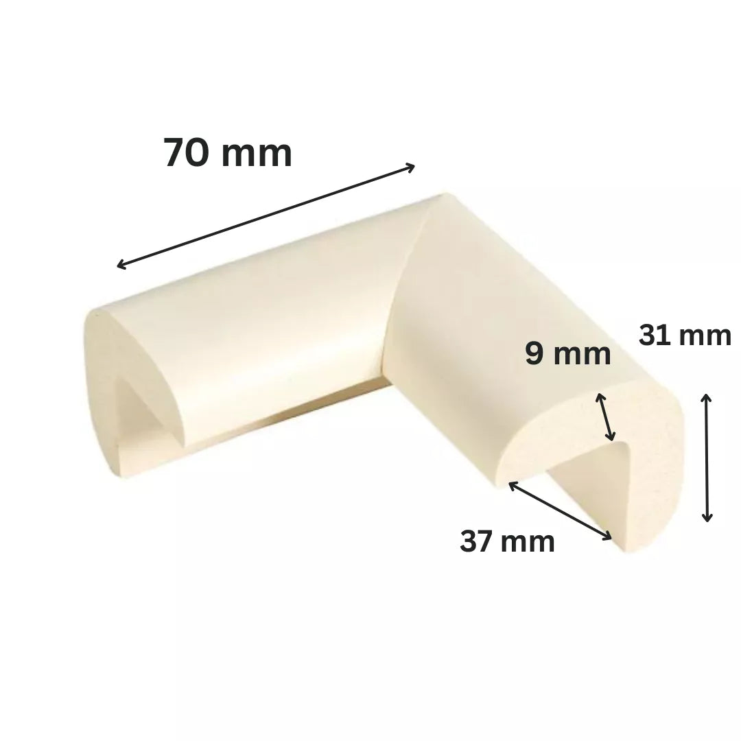 Protectie Colturi Mobila Copii, Crem - 37(l)x70(L)x31(h)x9(t)