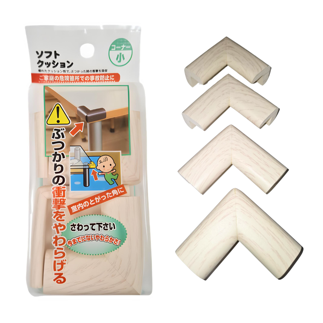 Protectie Colturi Mobila Copii Set 4buc Spuma Lemn Alb | Carboysafety - 24(l) x 50(L)x 22(h) x 6(grosime)