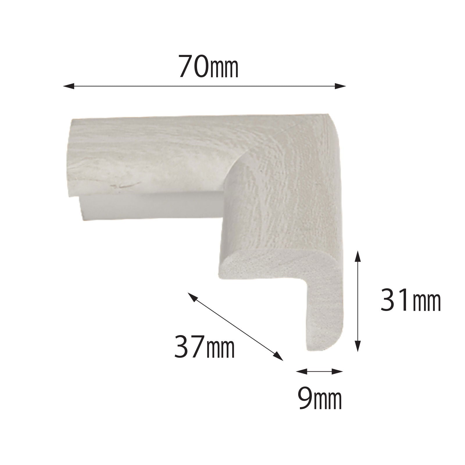 Protectie colturi mobila, din spuma, culoarea lemnului alb - 37(l)x70(L)x31(h)x9(t)