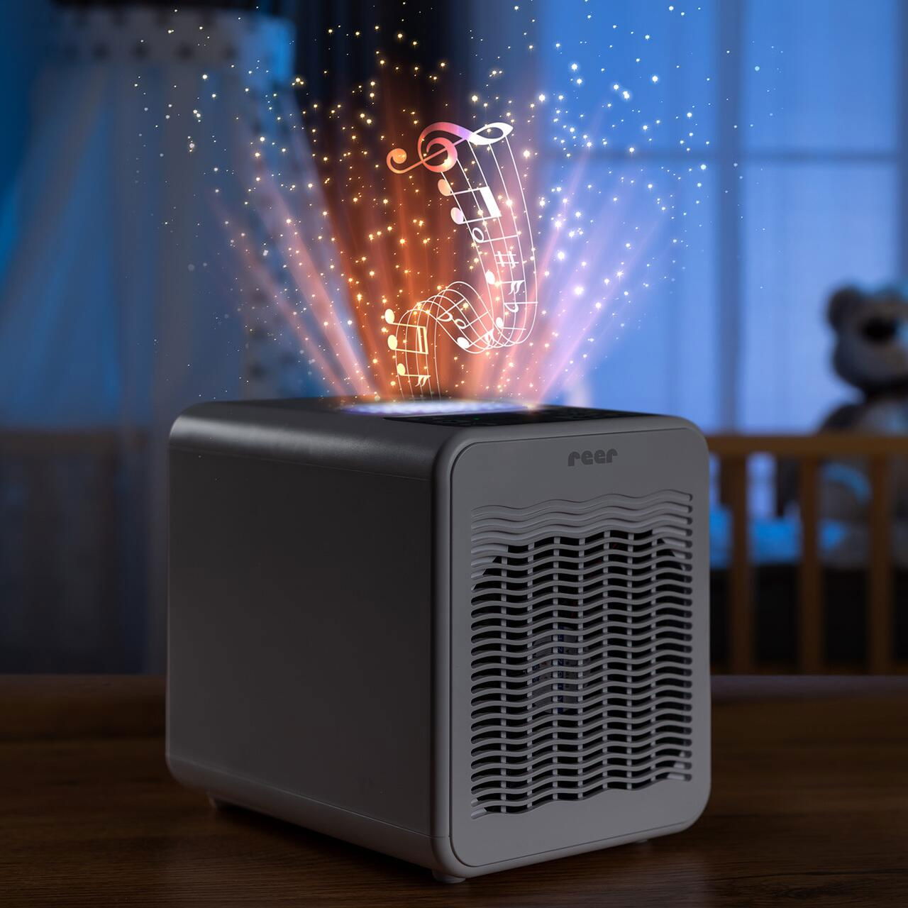 Purificator de Aer cu Proiecție Stele, Lumină de Veghe și Muzică, Filtru HEPA, Temporizator - Reer