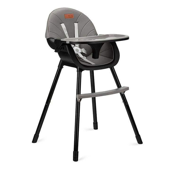 Scaun de masa copii Momi Reki, Piele ecologica, Negru