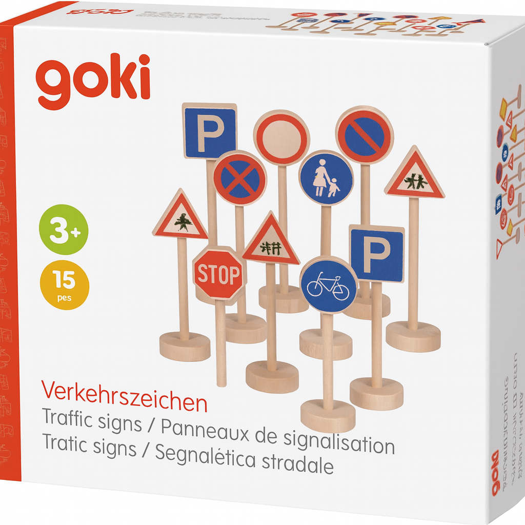 Semne de circulatie copii set 15 buc lemn Goki