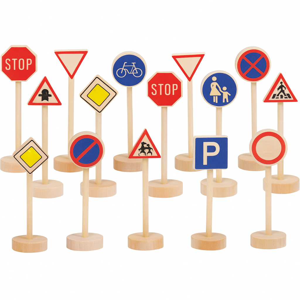 Semne de circulatie copii set 15 buc lemn Goki - Default Title