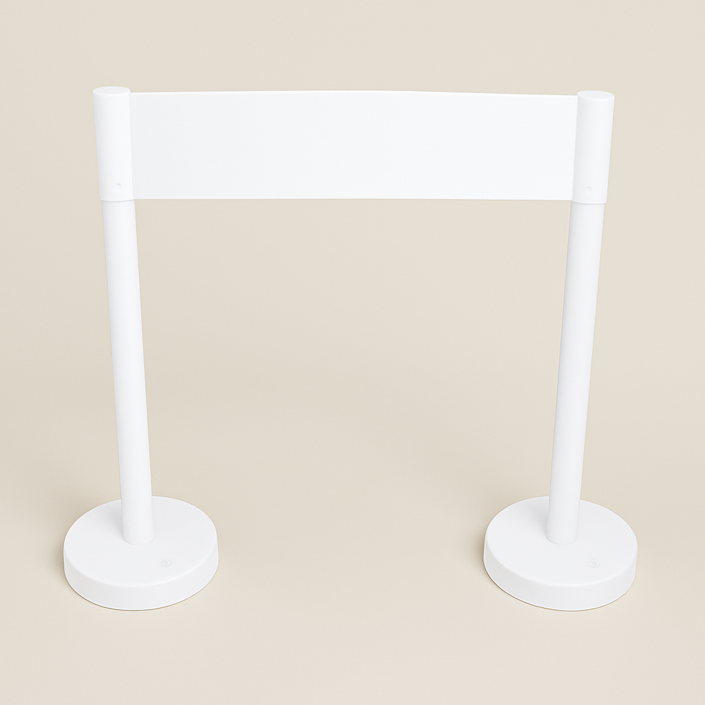 Set stâlpi delimitare și barieră plastic – trafic și parcări - Alb