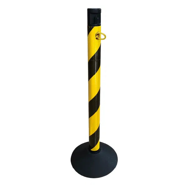 Stalp Delimitare Reflectorizant Negru-Galben cu Lanț 87cm | Carboysafety - Default Title